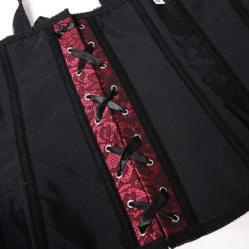 Image of Women's Lace up Gothic Jacquard Shoulder Straps Tank Overbust Shaper Corset Bustiers Top