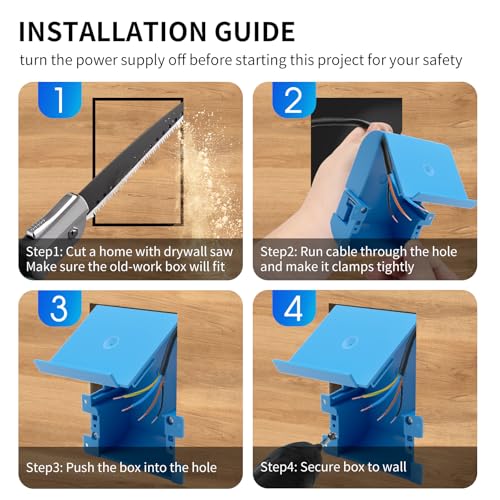 Image of XIUTE 6 PC Shallow Switch & Outlet Box with Bracket,Blue Old Work,PVC Thin Wall Box with Flip Cover,18 Cubic Inch
