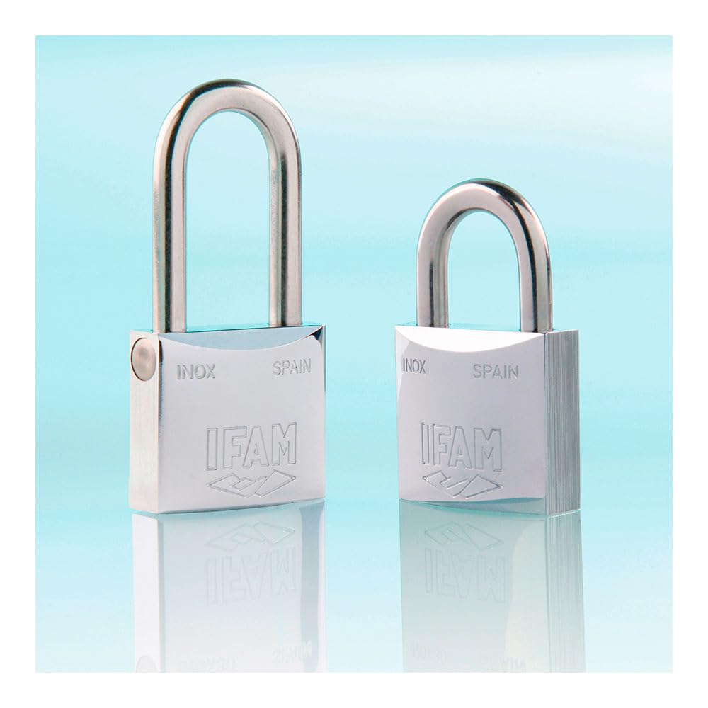 IFAM Candado Serie Inox, Arco Largo, 30mm, Alta Resistencia a la Oxidación, Ambientes Húmedos, Alto Nivel de Seguridad, Resistente y Cromado