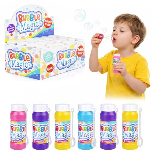 Lizzy Bubble Magic Party Bag Fillers Bubble Tubs 50ml Kids Bubble Toys with Wand Birthday Party Favours Lucky Dip Prizes Outdoor Bubble Blowers for Boys Girls Gifts (Pack of 6)