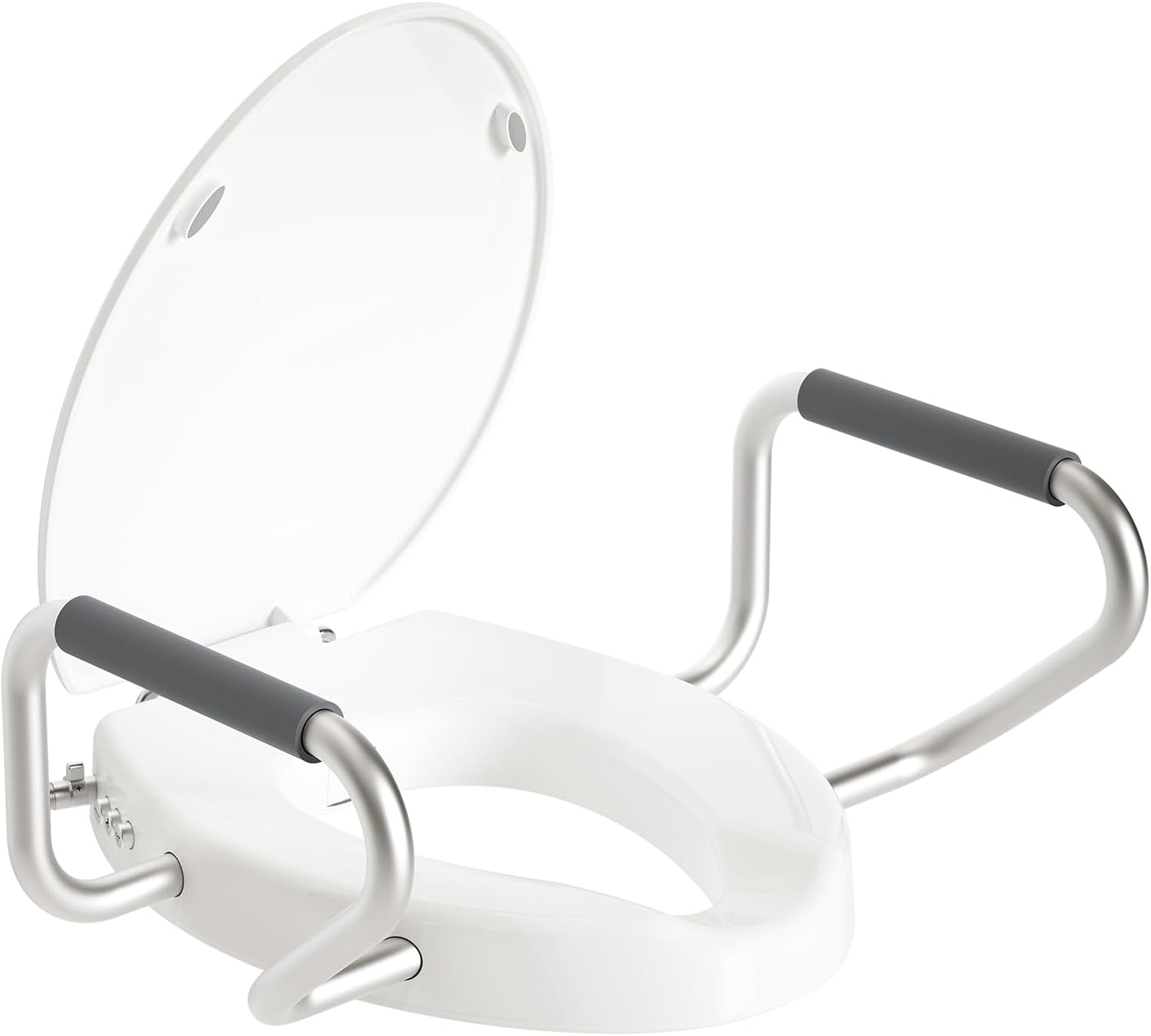 Raised Toilet Seat with Handdles and Bidet Attachment,Elongated - Non-Electric Bidet with Dual Nozzles - Elevated Toilet Risers for Seniors & Limited Mobility - Easy Install & Clean