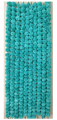 Image of SPHINX Artificial Marigold Fluffy Flower Garlands (Sky Blue, 5 Pieces)