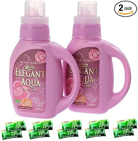 Amazon 家庭の洗濯機で ドライマーク衣類が洗える エレガントアクア800ml 2本組 善玉バイオ洗剤 浄３０ｇ １０袋付セット 毎日の オシャレ着洗いに善玉バイオ Hapiko 善玉バイオ洗剤 おしゃれ着洗剤