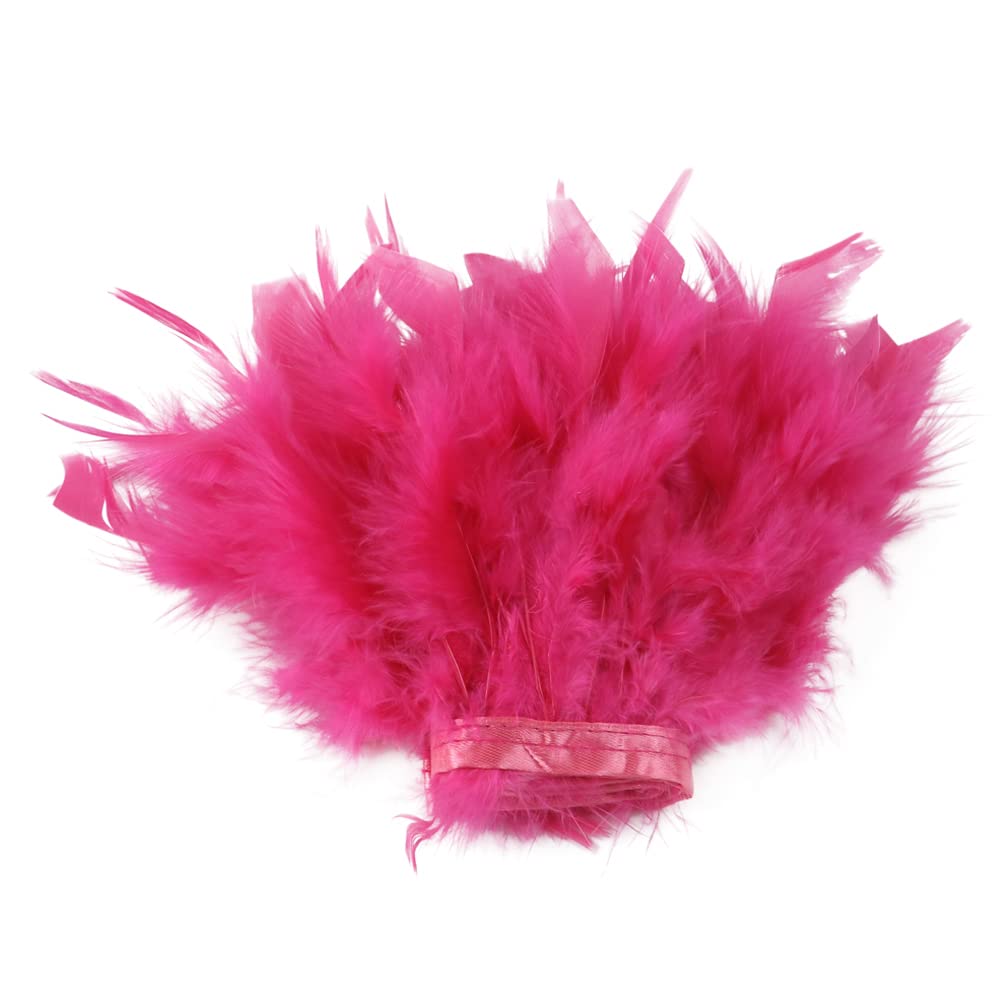 Fearafts 2 Yards Coque Fluffy Turkey Feather Trim Fringe Craft Sewing Trimmings Costume Hat Accessories Lamp Shade Decoration 4-6 Inch (west red)