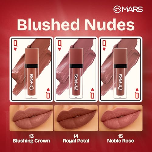 Image of MARS Queen of Mattes Liquid Lipsticks Box Set of 3 (13.5 ml) (BLUSHED NUDES) | Smudgeproof & Transferproof | Intense Swipe Pigmentation | Long-Lasting Wear