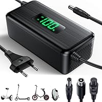 42V 2A E Scooter Ladegerät mit LED Anzeige der Ladung (%), Hoverboard Ladekabel mit 4 Anschlüssen, Universelles Ladegerät für Alle Lithium Batterien 36V, kompatibel mit N-inebot, Xiaomi