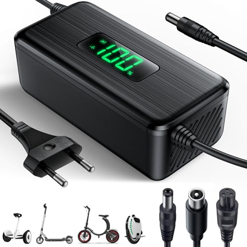 Dufuso 42V 2A Chargeur Trotinette Electrique avec Écran LED de Charge(%), Chargeur Hoverboard avec...