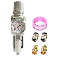 Vista 1 de Regulador de presión de filtro de aire NPT de 1/2 "Separador de agua combinado para línea de compresor de aire, drenaje semiautomático, elemento