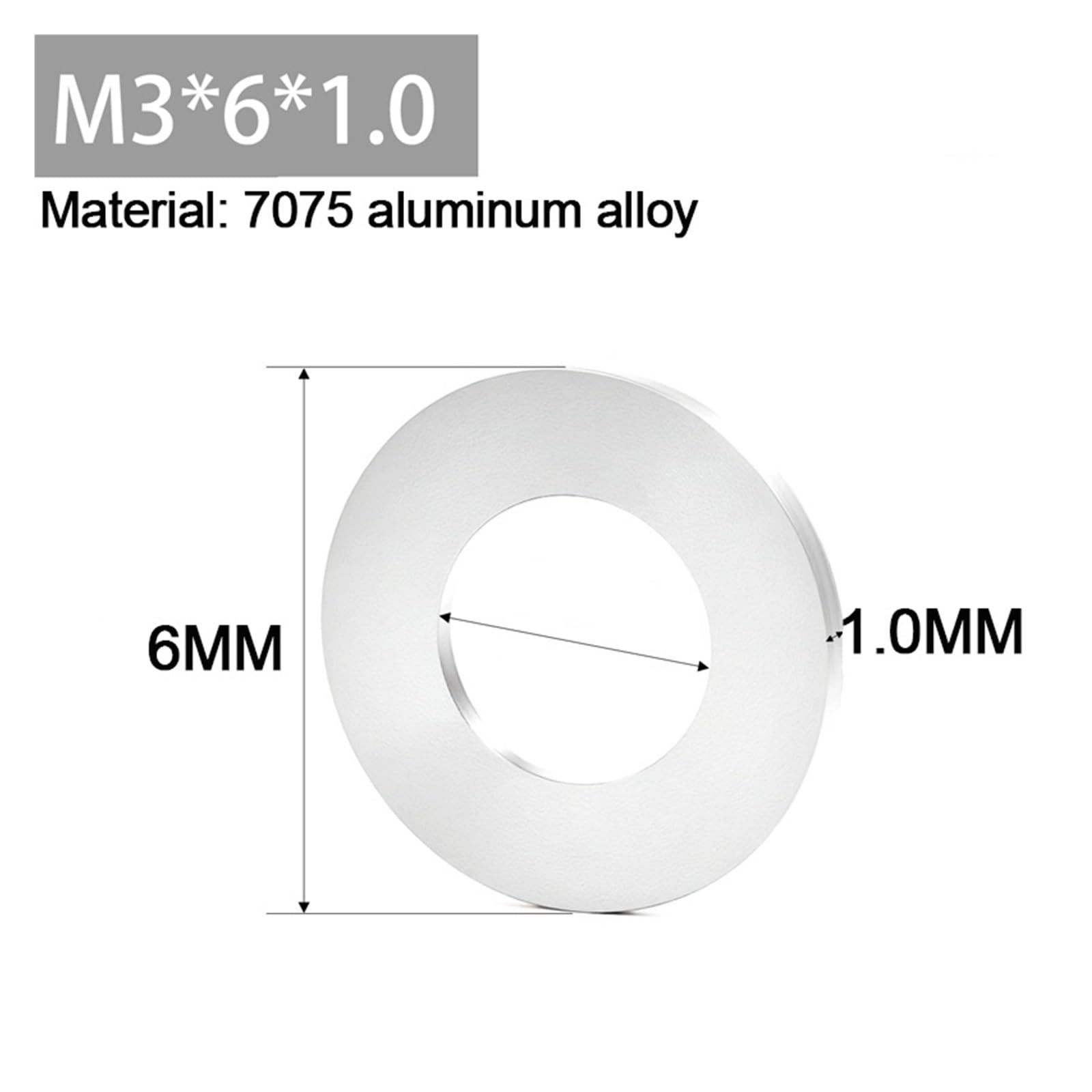 100 Stück Präzisions-Unterlegscheiben aus 7075-Aluminium – selbstgemachte, eloxierte Unterlegscheiben M3/M4/M5/M6/M8/M10 for den Modellbau FüR Schrauben(Green,M3x6x1.0)