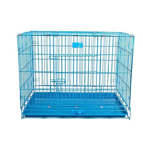 Lovely PET'S KINDOM-Double Door Folding Metal cage with Removable Tray and paw Protector for Dogs,Cats and Rabbits (30 inch Blue)