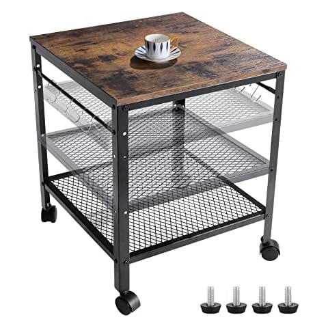 onlytak Mesa Auxiliar Industrial de 2 Niveles con Estante Ajustable Cover