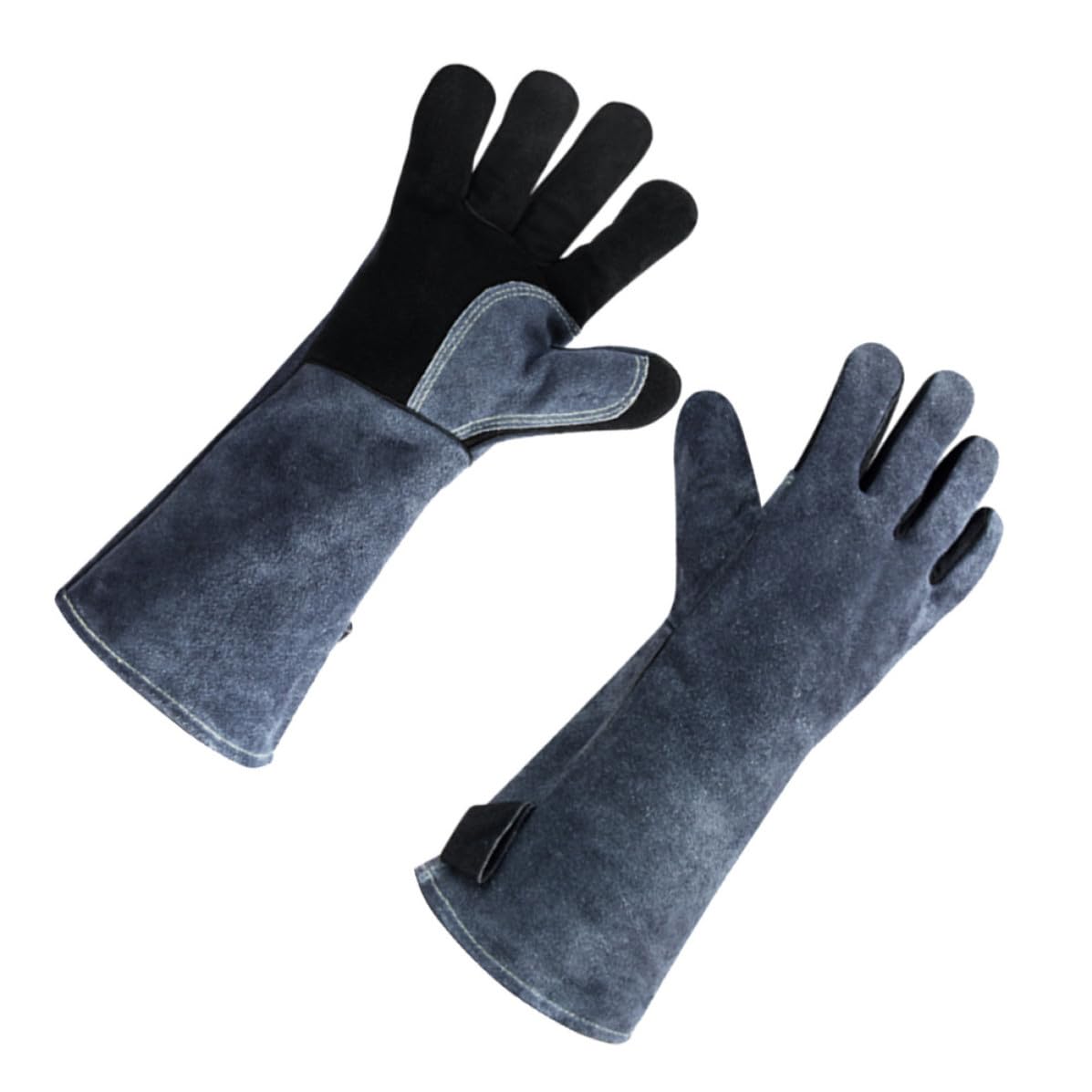 Didiseaon 2 Paia Guanti Barbecue in Pelle Nera Resistenti al Calore per Uso | Antiscivolo, Facili da Indossare e Togliere, Comfort Durante la Cottura