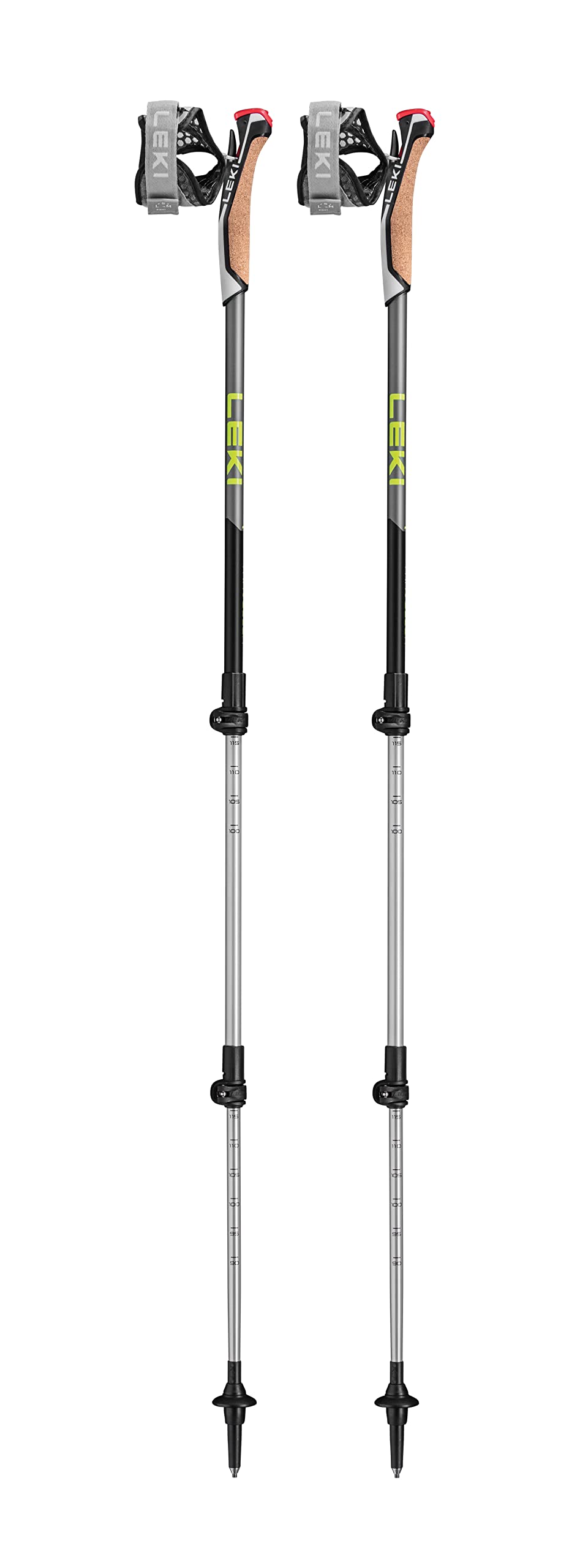 LEKI Traveller Alu Aluminum Adjustable Lightweight Trekking Poles for Hiking & Nordic Walking - Anthracite-Gray-Red - 90-130 cm