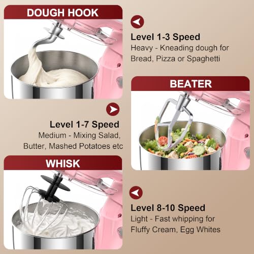 Image of Honinst 4QT Electric Stand Mixer, 10-Speed Tilt-Head Compact Kitchen Mixer