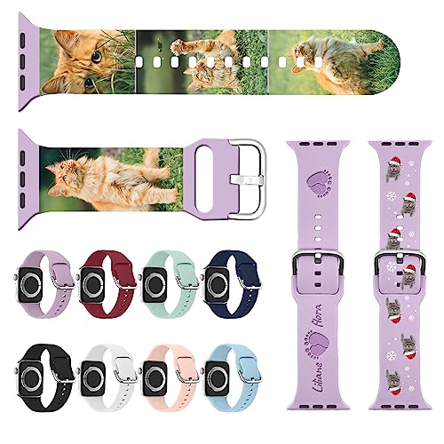 Alças personalizadas compatíveis com relógio de 38/40/42/44/45 mm, alças de silicone gravadas personalizadas, bracelete suave com logótipo de nome, Sem Pedra Preciosa