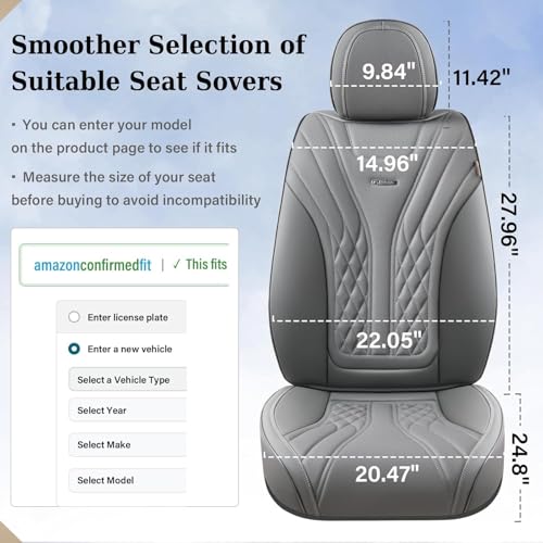 Image of Coverado Car Seat Covers, Car Seat Covers Front Seats, 2-Pack Front Seat Cover, Nappa Leather Waterproof Seat Covers, Car Seat Protectors, Automotive Seat Covers Universal Fit for Most Vehicles