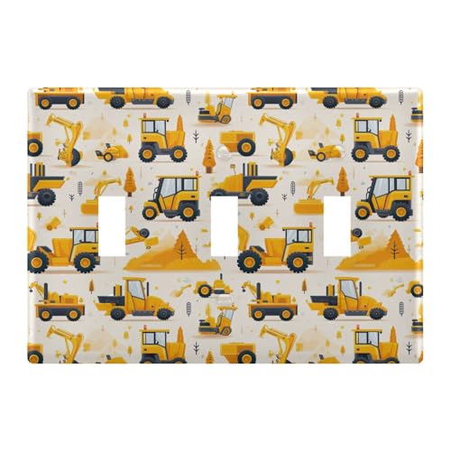 Light Switch Cover Engineering Vehicle Bulldozer Wall Plates for Electrical Outlets 3 Gang 202b3394