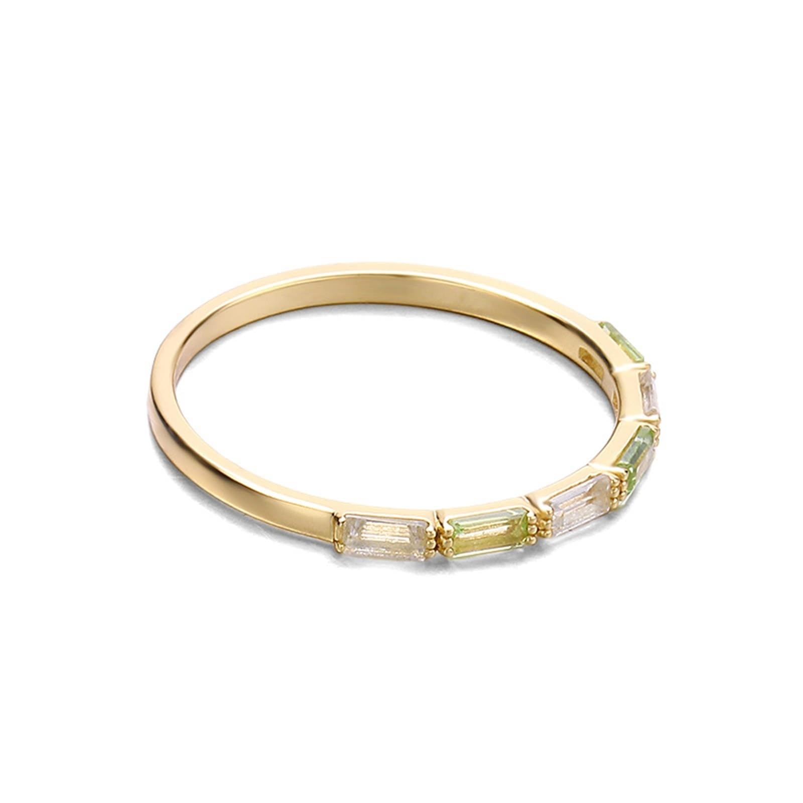 Alianzas Au 375/585/750 Oro Rectángulo Peridot Elegant filigrana Petite