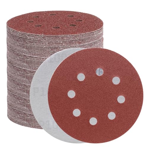 BODHTAT ディスクペーパー 125mm #100番 100枚入セット サンダー ペーパー マジック式 8穴 サンディングペーパー 丸型 サンディングディスク 電動サンダー用サンドペーパー 木工DIY作業に 車の研磨 ヘッドライトの研磨 金属磨き用