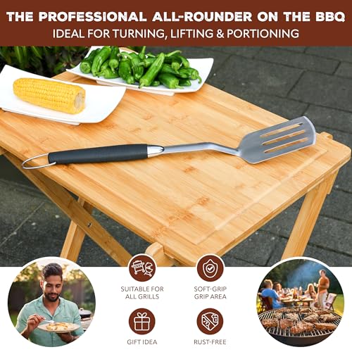 bremermann Barbecue spatula, long barbecue cutlery made of stainless steel with soft grip and eyelet, grill accessories. - Image 2