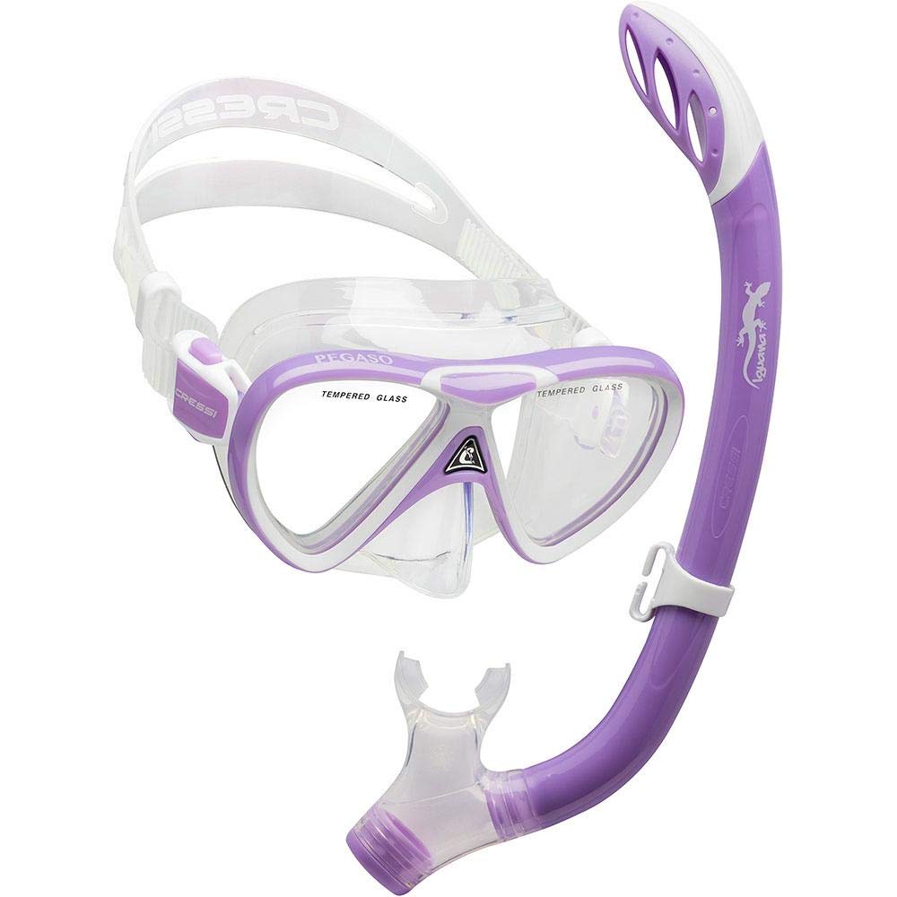 Cressi Snorkeling Silicone Set (Mask & Snorkel) for Kids ages 5 to 15 years old - Pegaso & Iguana: designed in Italy