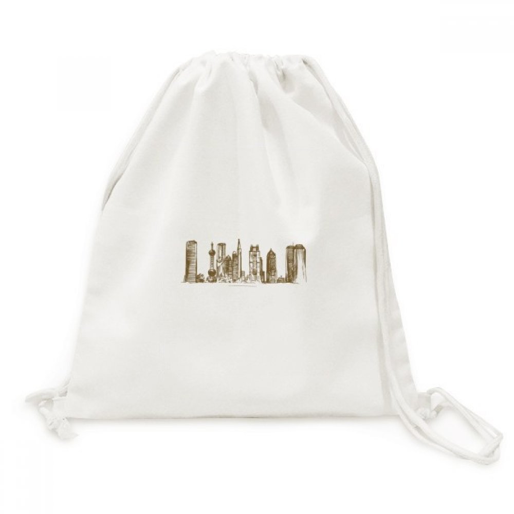 Toile Drawstring Backpack Shanghai haut de gamme avec cordon durable et impression artistique fine