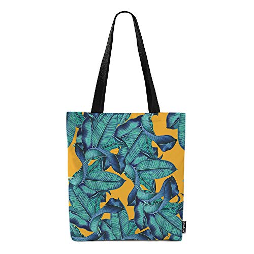 Moslion Palm Leaf Bags Tropical Dschungel Wald Palme Bananenblätter Canvas Handtasche Wiederverwendbare Einkaufstaschen Casual Shoulder Tote Bag Cover