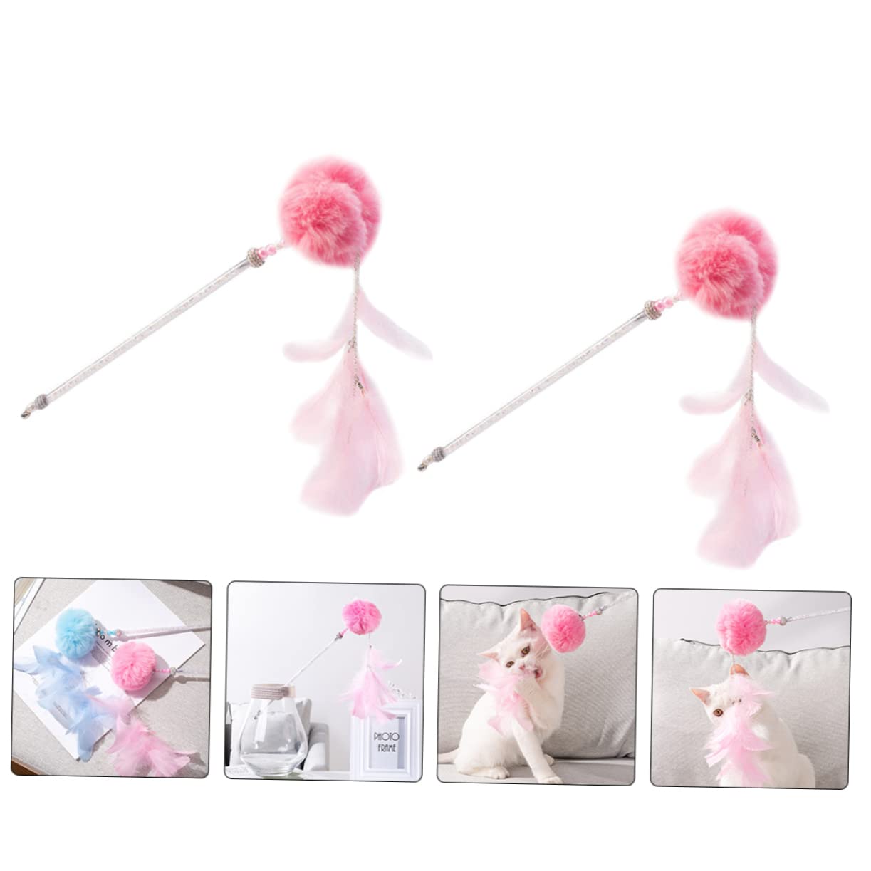 POPETPOP 4 Pz Rompicapo Per Gatti Giocattolo Per Gatti Con Canna Da Pesca Esercizio Divertente Del no Giocattolo Interattivo Per Canna Da Gatto Piuma Plastica Bastoncino Di