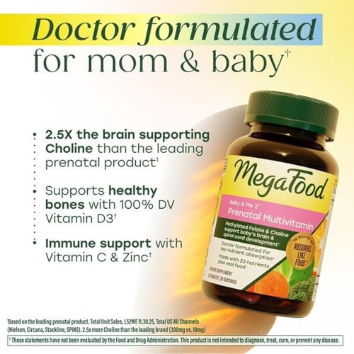 MegaFood Baby & Me 2 Prenatal Vitamins, Doctor Formulated, 60 Tablets - image 5