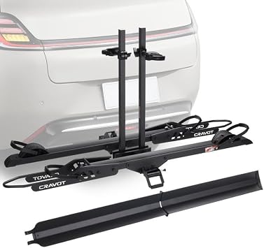 CRAVOT E2 Plus CyberRack Hitch 2 E-Bike Rack with Ramp,200 lbs Capacity Electric Bike Carrier Foldable, Up to 5-inch Fat Tire Bicycle for 2 Receiver Cars Trucks SUVs Minivans RV, Trailer
