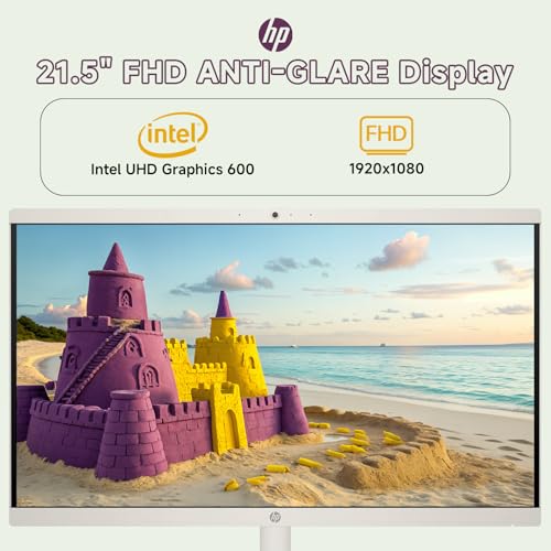 Image of HP All in One Desktop Computer, 21.5 inch FHD Anti-Glare Display, Intel Celeron J4025 Processor, 32 GB RAM, 2 TB SSD, Intel UHD Graphics, Wi-Fi 6, Webcam, Wired KB & Mouse, Windows 11 Pro, w /Accessories
