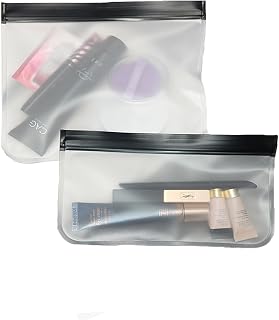 Clear Toiletry Bags Frosted, Clear Pouch, Clear Makeup Bags, Patches Makeup Pouch Bag, Clear Frosted PEVA Bag-1 Large 1 Small