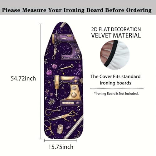 Image of Nuxovilar Purple Sewing Machine Ironing Board Cover 15x54 Polyester | Iron Pad Scorch Guard laundry helper protective board shield home laundry room craft studio (Sewing Machine)