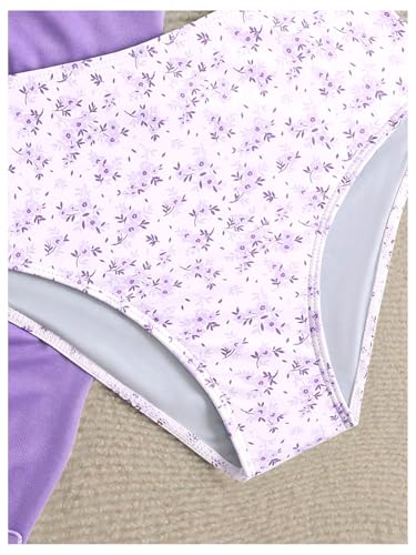 Image of Milumia Girl's 3 Piece Bikni Set Ditsy Floral Halter Swimsuit with Cover Up Skirts