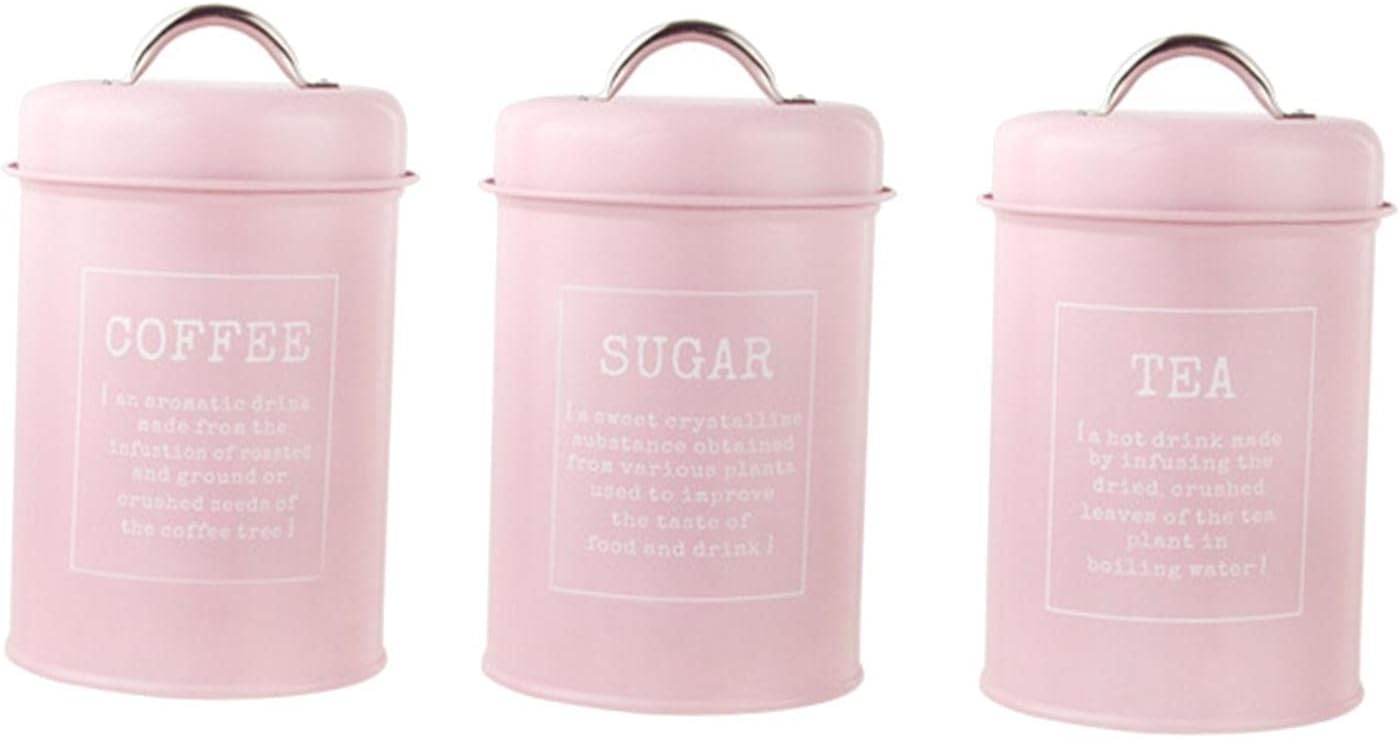 3Pc Kitchen Storage Jars Airtight Coffee Tea Sugar Canisters Set Pink | Kitchen, Dining & Bar | Kitchen Storage & Organization | Canisters & Jars