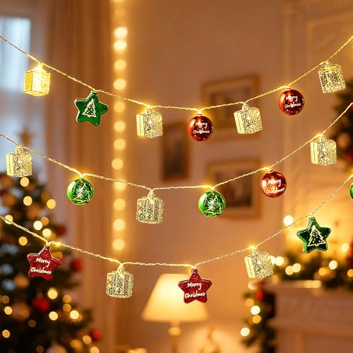 TaoQ C Bola de Navidad luces cadena, 3 metros 20 led decoraciones de Navidad luces de interior estrella para corona de árbol fiesta decoración del jardín del hogar
