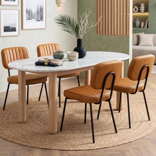 OLIXIS Dining Chairs Set of 4, Upholstered Kitchen Chairs, Brown