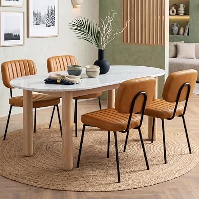 OLIXIS Dining Chairs Set of 4, Upholstered Kitchen Chairs, Brown