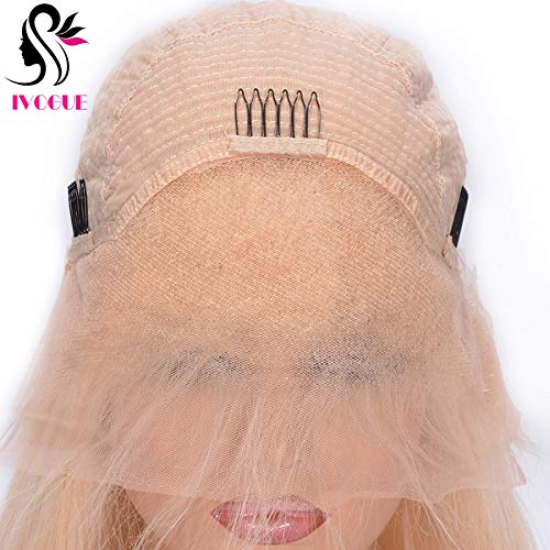 Short European Human Hair Bob Wigs Glueless Full Lace Front Wigs for Women Blunt Bob Cut #613 Lightest Blonde (14inch, Lace Front Wig)