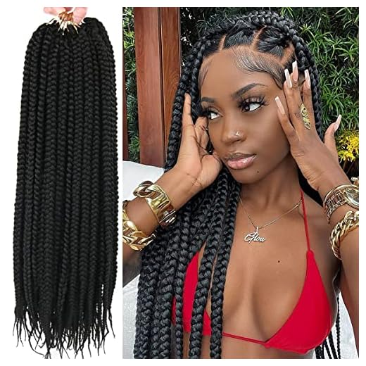 7 Packs 24 Inch Crochet Box Braids Hair Box Braid Goddess Box Braids Crochet Hair Extensions Straight Crochet Hair For Black Women Crotchet Braiding Hair Bundle Crochet Box Braids Pre Looped (24 Inch（Pack of 7）, 1B#)