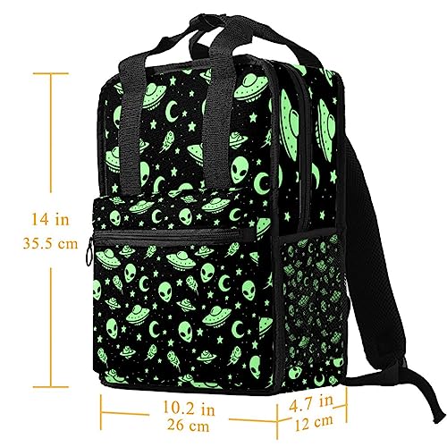 Sac à dos garçon avec bretelles réglables motif espace vert - 5