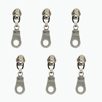 MebuZip 50PCS Silver Pulls for #5 Nylon Coil Zippers Luggage Purses Bags | Zipper Sliders for Luggage Purses Bags