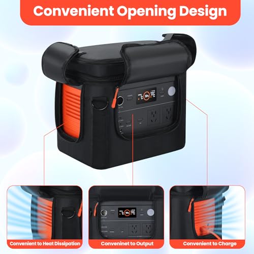 Soft Carrying Bag Compatible with Jackery Explorer 1000 V2, Portable Power Station Storage Case with Adjustable Shoulder Strap, Padding, Pocket, Side Zipper, Generator Covers for Outside - Image 5