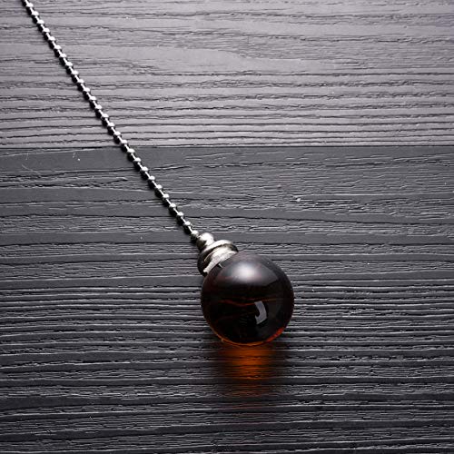 Image of Ceiling Fan Pull Chain Set - 2 pieces Amber Crystal Ball 30mm Diameter Fan Pull Chains 20 Inch Ceiling Fan Chain Extender with Chain Connector Home Wedding Decor Ornament Pendant