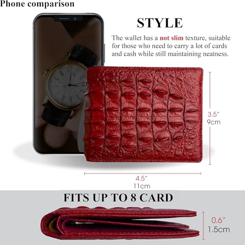 Image of HATA Men Leather Bifold Wallet RFID Blocking Front Pocket Exotic Billfold Handmade Gift For Birthday Wedding Anniversary Father's Day