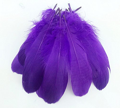 Colorful Goose Feathers, for DIY Craft Wedding Home Party Decorations 50pcs/pack/ (4--7.8 inch) (purple)