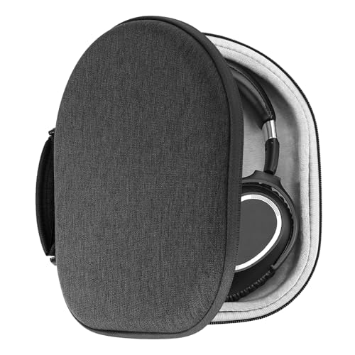 Geekria Shield Headphones Case Compatible with Sony WH-1000XM5, Bose QC Ultra II/Ultra, Soundcore Q20i and More, Replacement Hard Shell Travel Carrying Bag with Cable Storage (Dark Grey)
