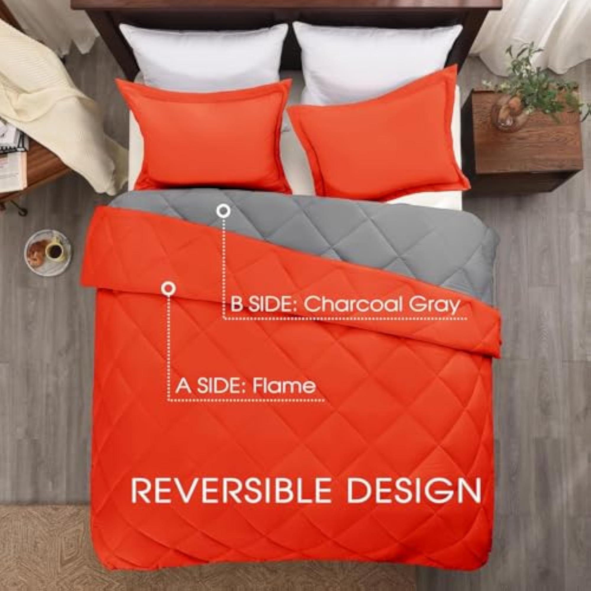 3PC Reversible Comforter, 100% Brushed Microfiber Quilt