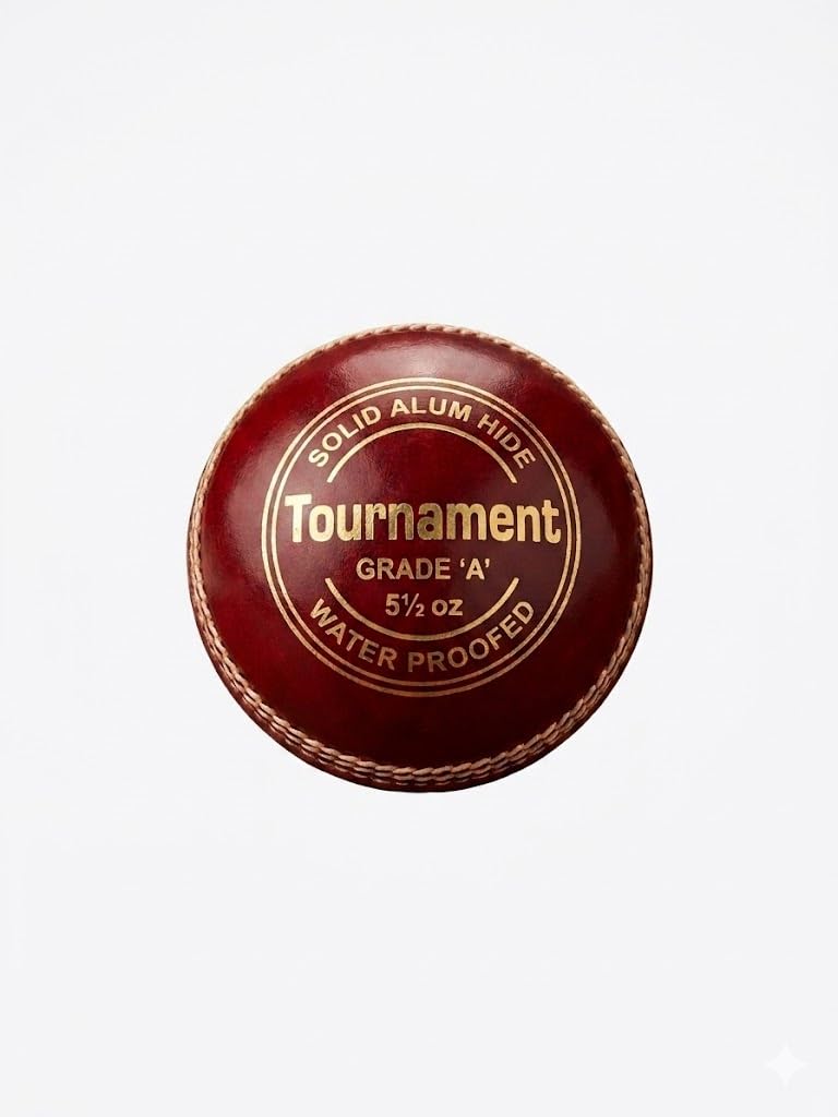 Tournament Grade 'A' Cricket Ball, Solid Alum Hide Leather, Water Proofed, 5½ oz, Red-picture-13