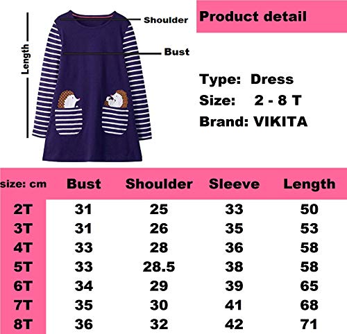 VIKITA Vestito Striscia Cartoon Animale Sciolto